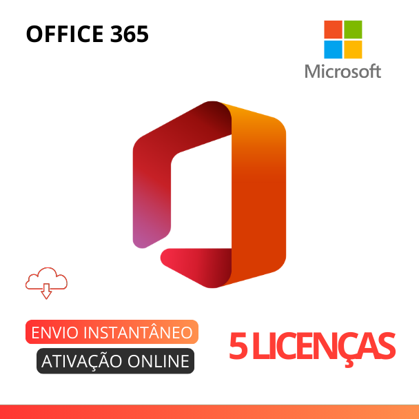 Microsoft Office 365- 5 PCs (Pc, Mac, Android ou IOS) - Pagamento único